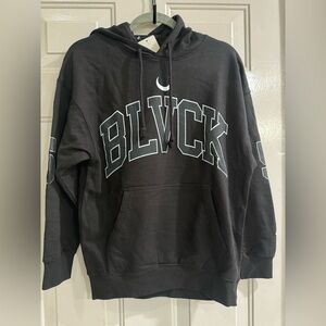 Black Scale Black Hoodie with White BLVCK Lettering